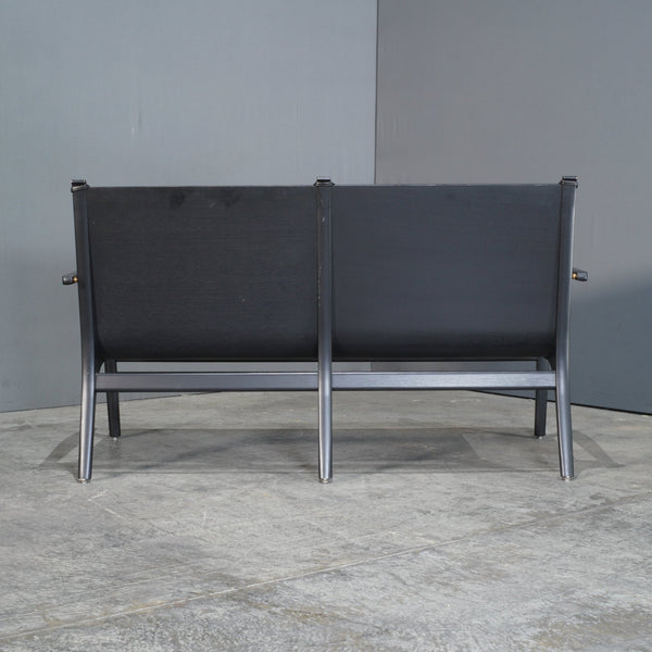Stellar Works Rén Black Leather and Oak Two Seater Sofa by Space Copenhagen @ REHAUS