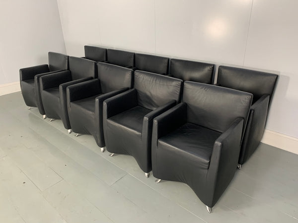 Suite of 10 Cerruti Baleri Italia Caprichair Dining Chairs Armchairs in Black Leather @ REHAUS