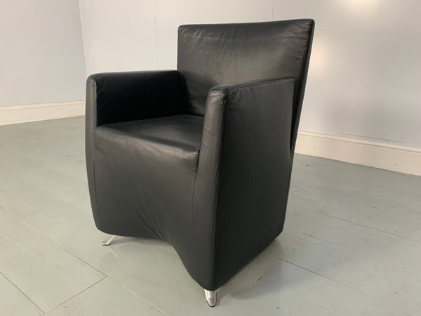 Suite of 10 Cerruti Baleri Italia Caprichair Dining Chairs Armchairs in Black Leather @ REHAUS
