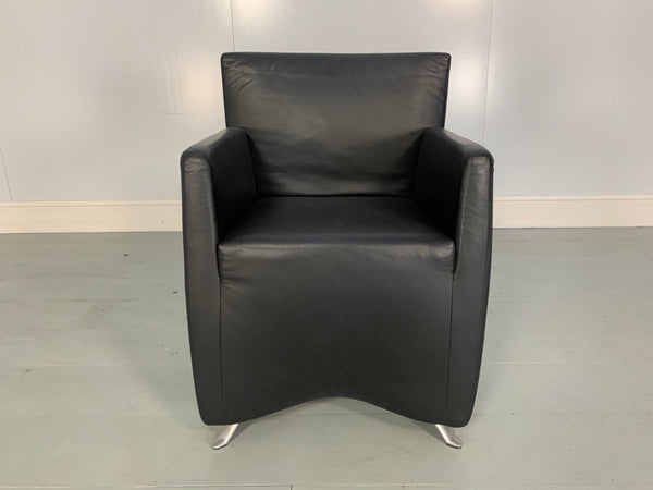 Suite of 10 Cerruti Baleri Italia Caprichair Dining Chairs Armchairs in Black Leather @ REHAUS