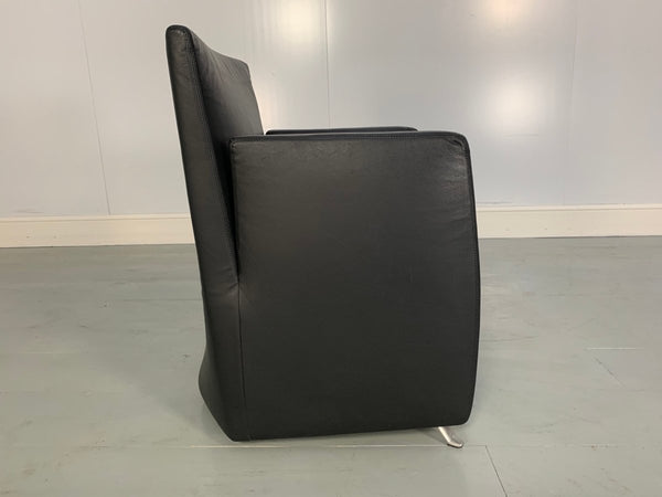 Suite of 10 Cerruti Baleri Italia Caprichair Dining Chairs Armchairs in Black Leather @ REHAUS