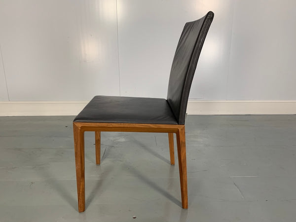 Walter Knoll Andoo 1100 Dining Chairs - In Dark Brown Leather & Walnut. Set of 8 @ REHAUS