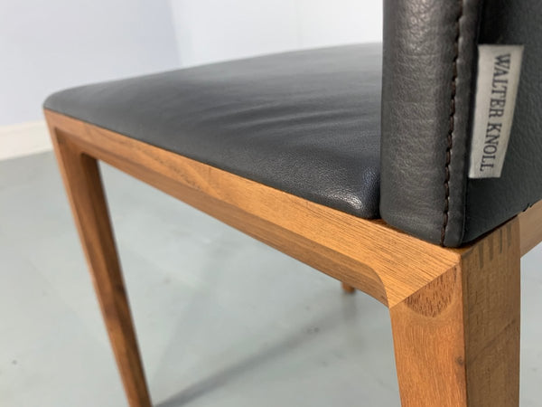Walter Knoll Andoo 1100 Dining Chairs - In Dark Brown Leather & Walnut. Set of 8 @ REHAUS