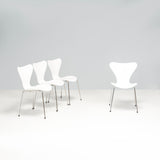 Arne Jacobsen for Fritz Hansen White 3107 Series 7 Dining Chairs, Set of 4