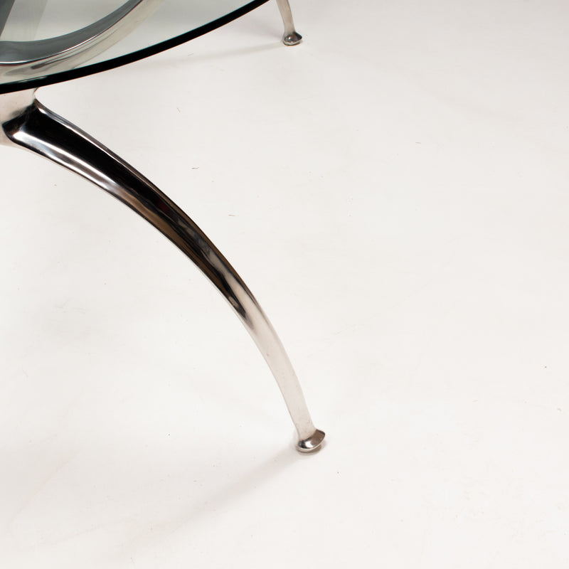 Oval Glass & Chrome Dining Table in the Style of Charles and Ray Eames