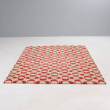 Vintage Hand-tufted Tibetan Rug 100% Wool, Pink and White