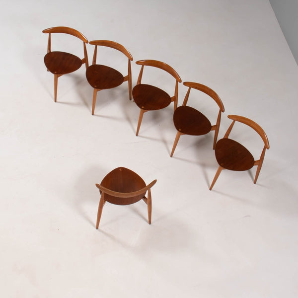 Hans Wegner for Fritz Hansen FH4103 Beech & Teak Heart Chairs @ REHAUS