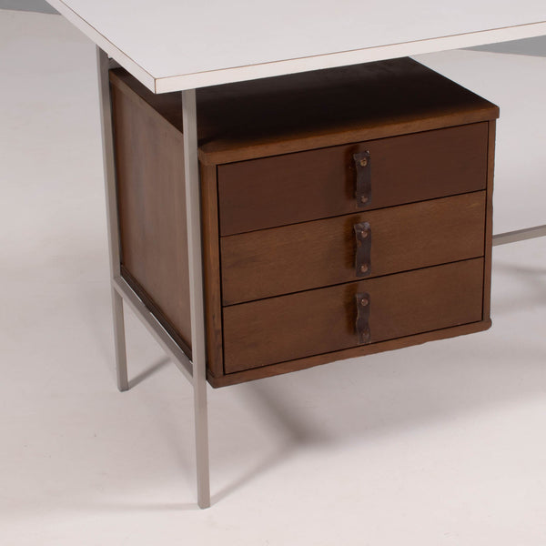 1950s Mid - century Knoll & Drake Formica and Walnut Desk - REHAUS - Knoll & Drake