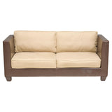 2 Seater Phillipe Hurel Brown Leather & Fabric Sofa - REHAUS - Philippe Hurel