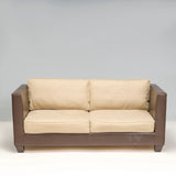 2 Seater Phillipe Hurel Brown Leather & Fabric Sofa - REHAUS - Philippe Hurel