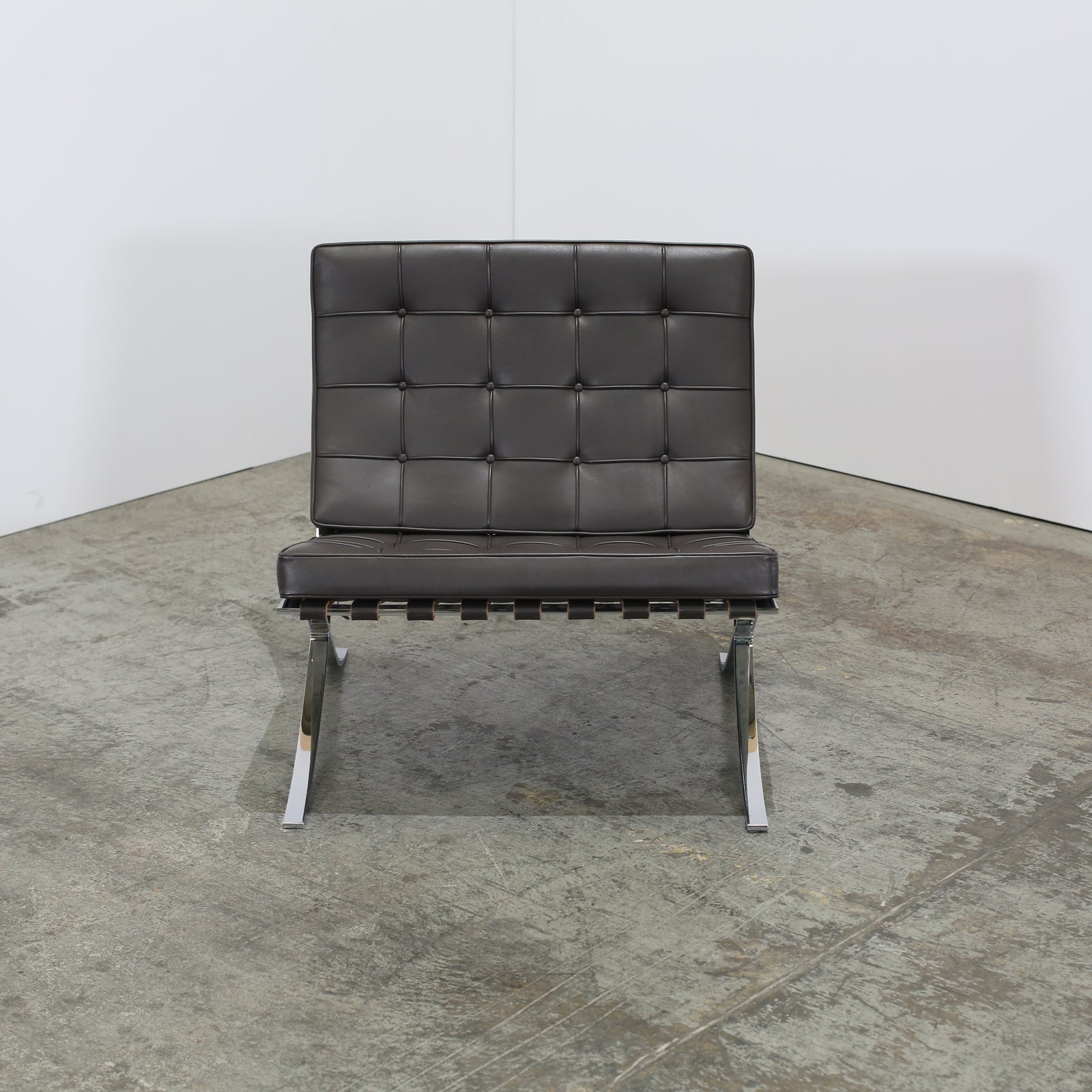 Knoll Barcelona Brown Leather Chair by Ludwig Mies van der Rohe