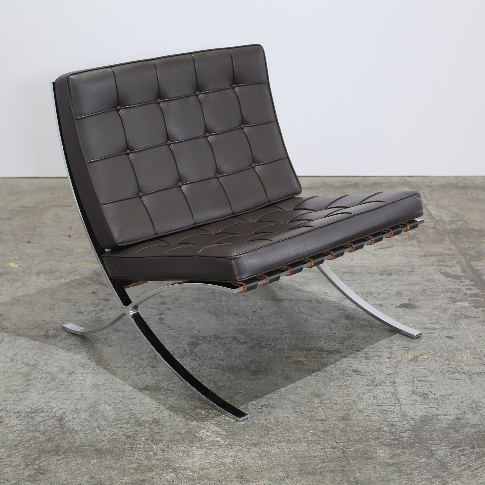 Knoll Barcelona Brown Leather Chair by Ludwig Mies van der Rohe