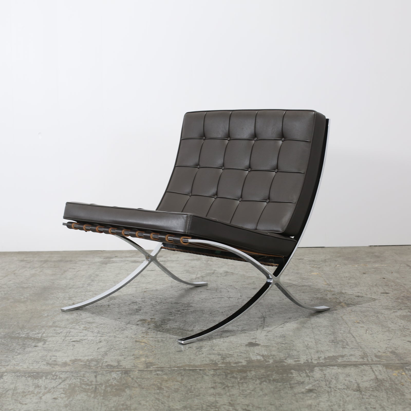 Knoll Barcelona Brown Leather Chair by Ludwig Mies van der Rohe