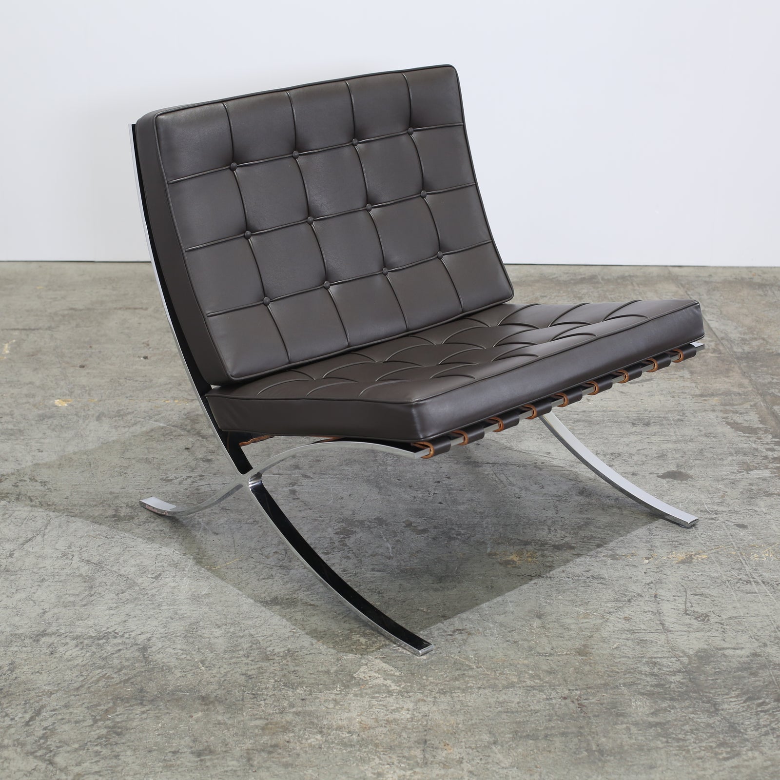 Knoll Barcelona Brown Leather Chair by Ludwig Mies van der Rohe