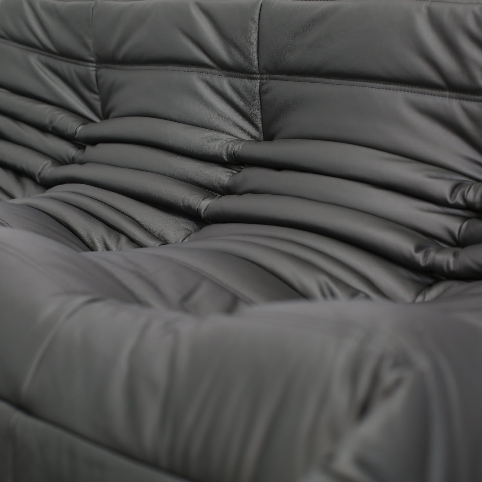 Ligne Roset by Michel Ducaroy Black Leather Togo Sofa, Set of Three