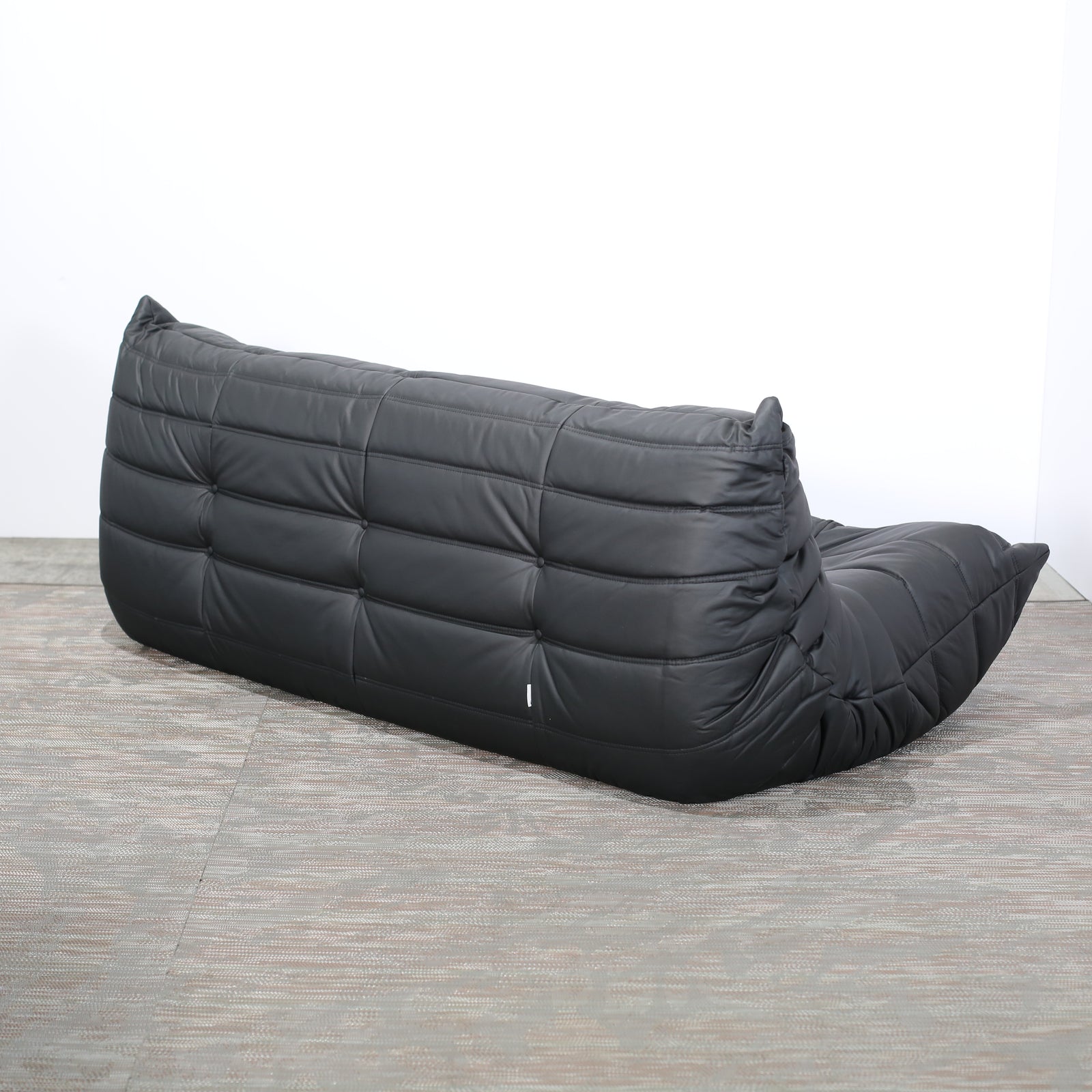 Ligne Roset by Michel Ducaroy Black Leather Togo Sofa, Set of Three