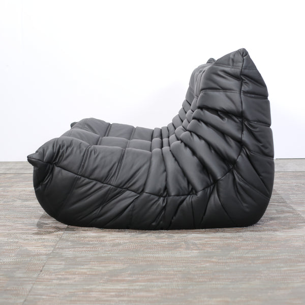 Ligne Roset by Michel Ducaroy Black Leather Togo Sofa, Set of Three