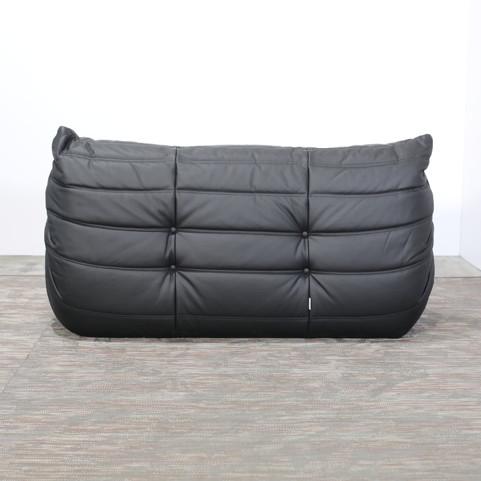Ligne Roset by Michel Ducaroy Black Leather Togo Sofa, Set of Three