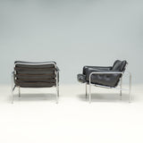 Martin Visser for 'T Spectrum Black Leather Osaka Lounge Chairs, 1970s, Set of 2