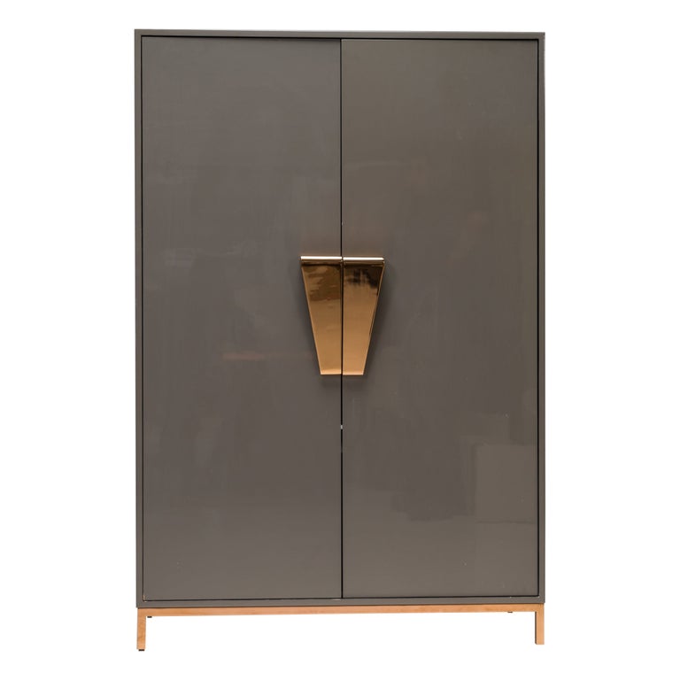 Kelly Hoppen Grey Lacquered Shield Cabinet