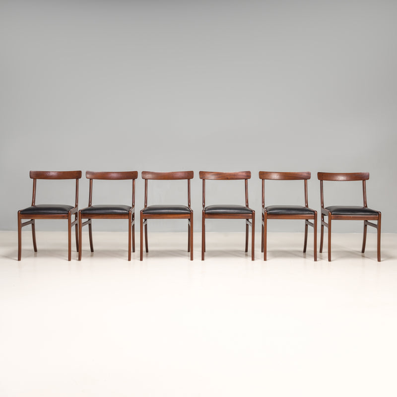 Danish Ole Wanscher by Poul Jeppesens Rungstedlund Black Dining Chairs, Set of 6