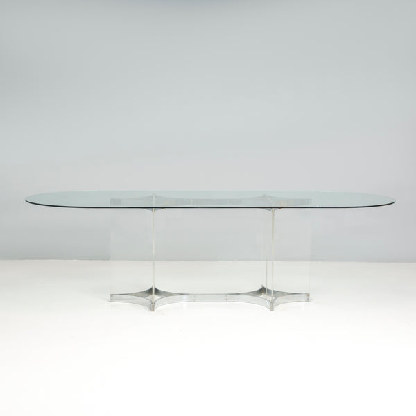 Mid Century Alessandro Albrizzi Large Dining Table, Glass and Chrome - REHAUS - Alessandro Albrizzi