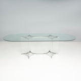 Mid Century Alessandro Albrizzi Large Dining Table, Glass and Chrome
