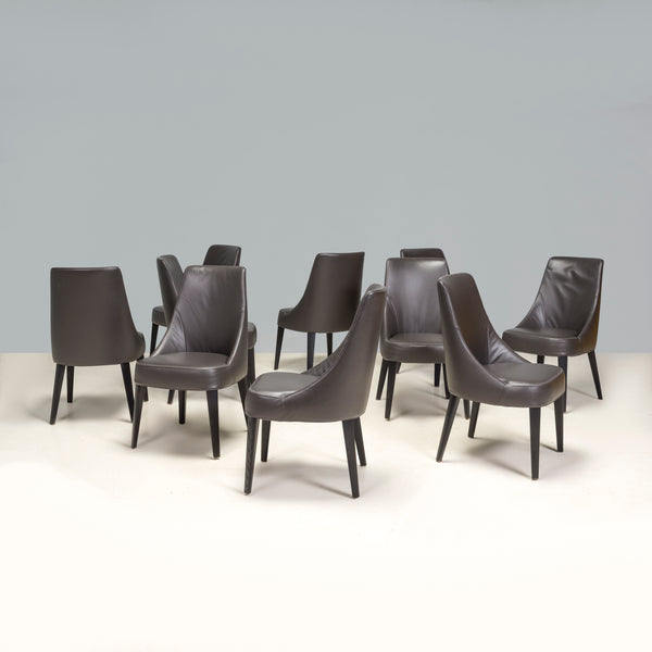 B&B Italia Maxalto by Antonio Citterio Febo Brown Leather Dining Chairs, Set of 10