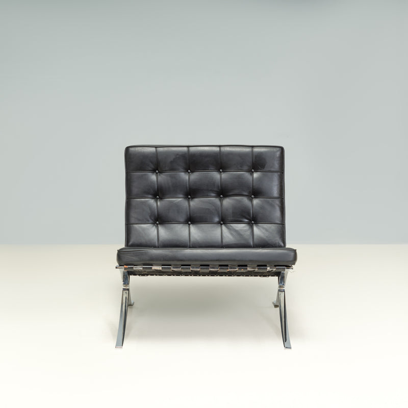 Ludwig Mies Van der Rohe & Lilly Reich by Knoll Black Leather Barcelona Armchair
