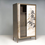 Bespoke Media Cabinet With Hand Painted Oriental Silk Print