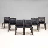 Cassina by Mario Bellini Cab 412 Black Leather Chairs, Set of Six