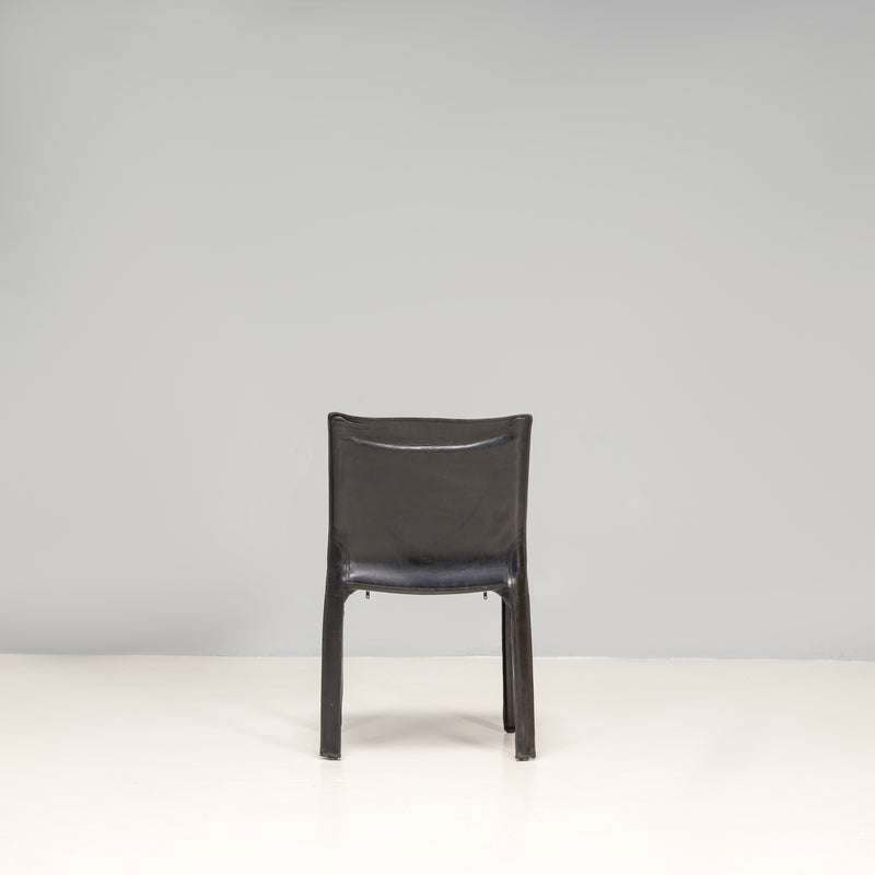 Cassina Cab 412 Black Leather Dining Chairs by Mario Bellini, Set of 8