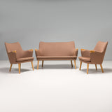 Hans J. Wegner for Carl Hansen & Son CH71  Biscuit Beige Fabric Two-Seat Sofa and Armchairs, Set of 3