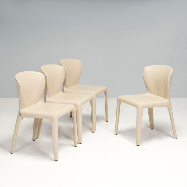Cassina by Hannes Wettstein 367 Hola Cream Leather Dining Chairs, Set of 4