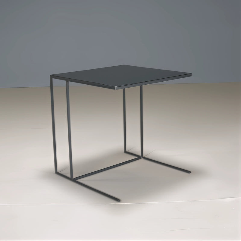 Minotti Leger Black Leather Top Side Table by Rodolfo Dordoni - REHAUS - Minotti