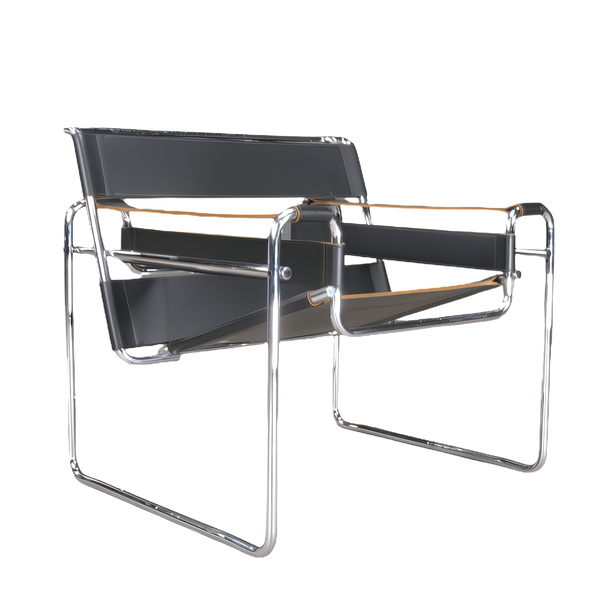 Knoll by Marcel Breuer Wassily Black Leather Armchair