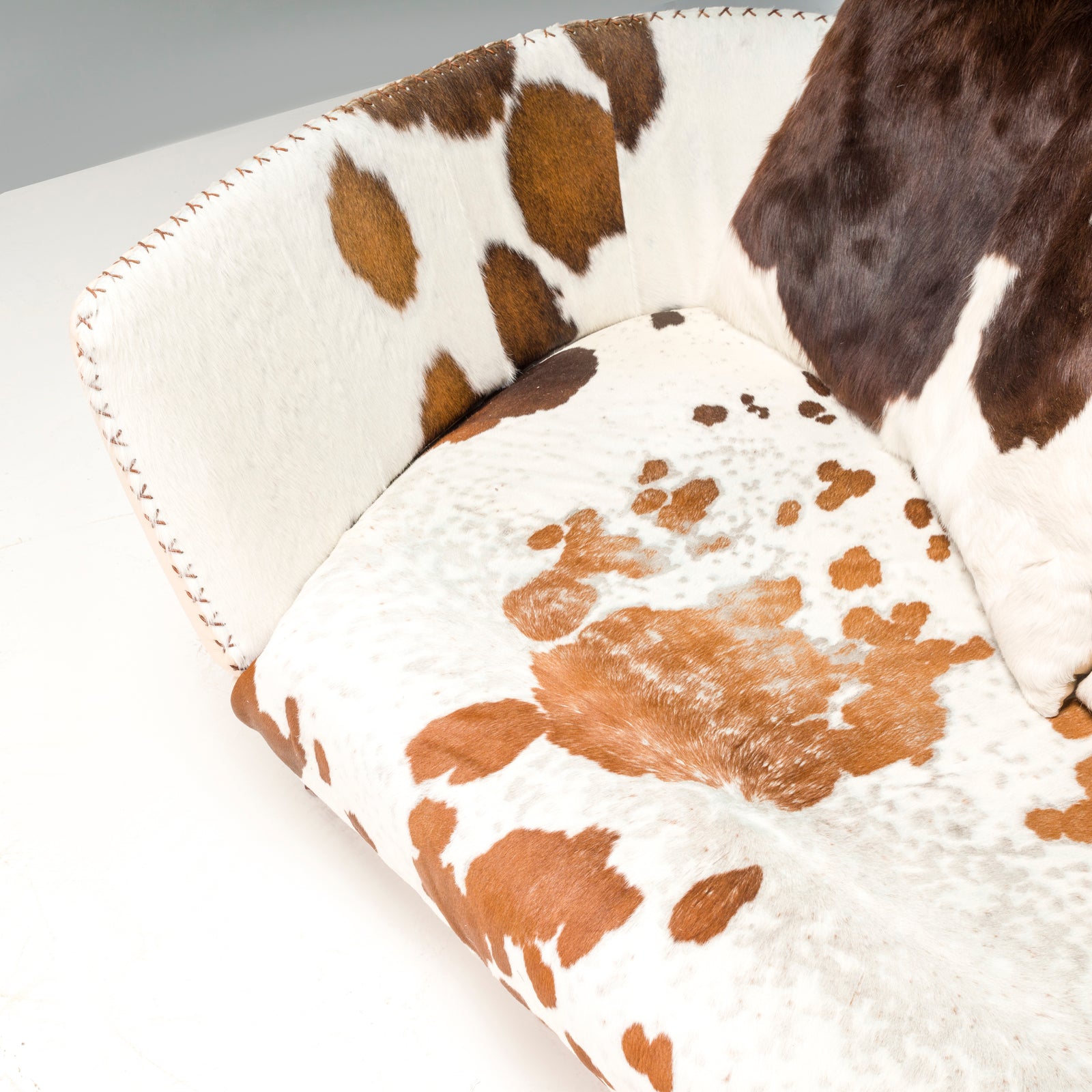 De Sede DS-102 Leather Pony Hide Three Seater Curved Sofa By Mathias Hoffmann