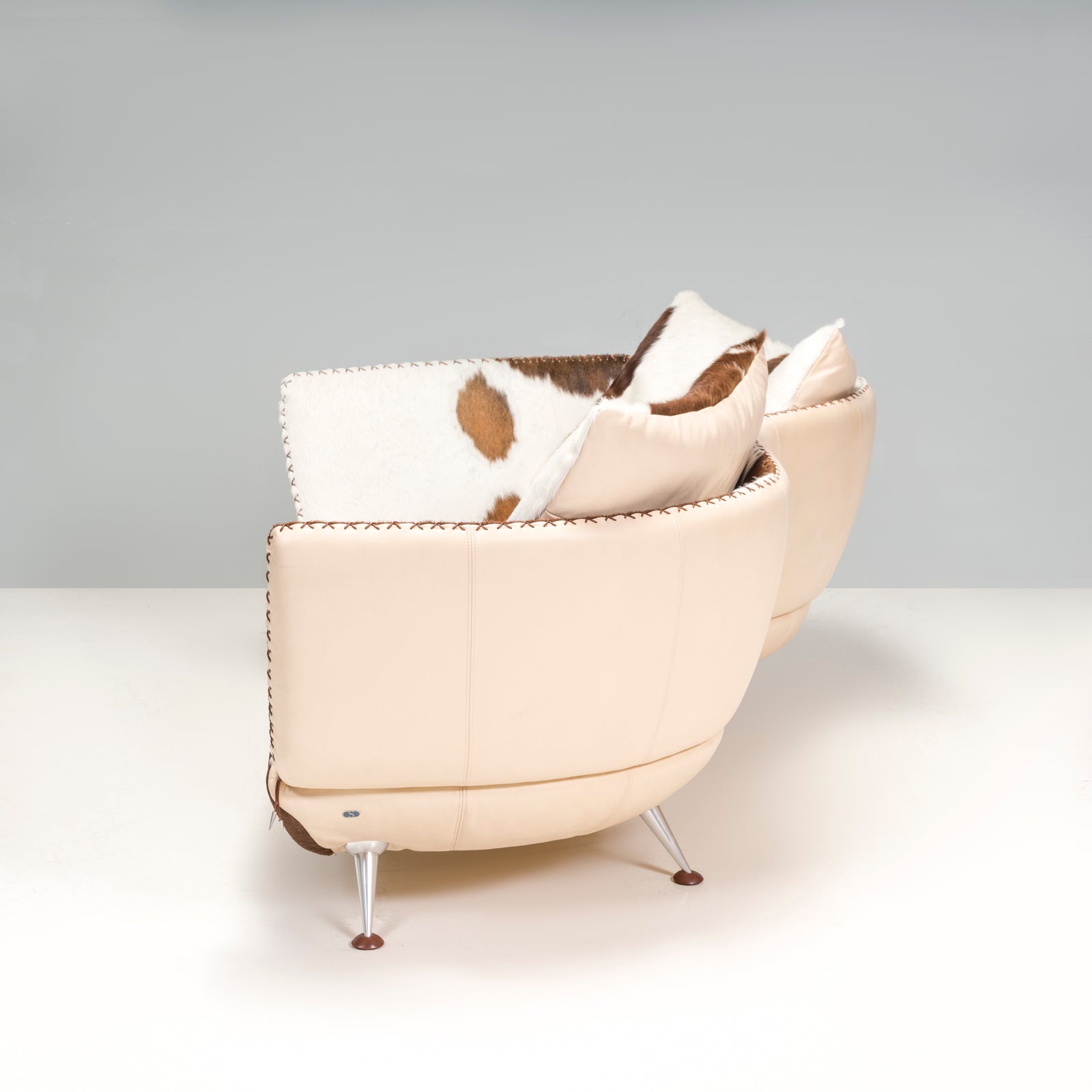 De Sede DS-102 Leather Pony Hide Three Seater Curved Sofa By Mathias Hoffmann