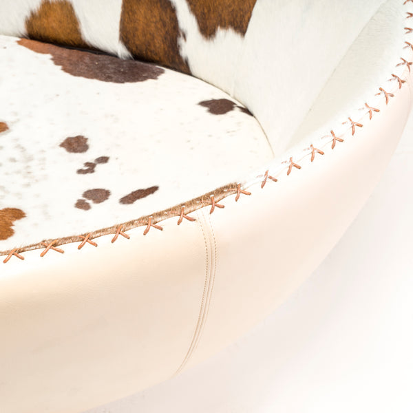 De Sede DS-102 Leather Pony Hide Three Seater Curved Sofa By Mathias Hoffmann