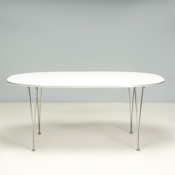Fritz Hansen by Piet Hein and Bruno Mathsson White Super-Ellipse Dining Table