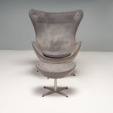 Arne Jacobsen for Fritz Hansen Grey Suede Egg Chair & Footstool
