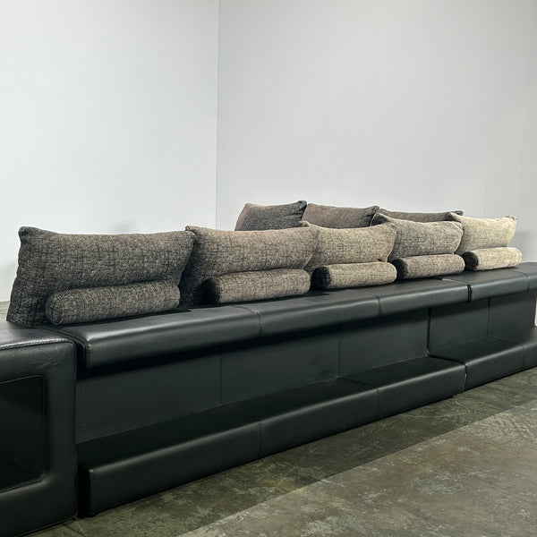 Roche Bobois Memento Sectional Sofa with Ottoman and Leather Side Bookcases