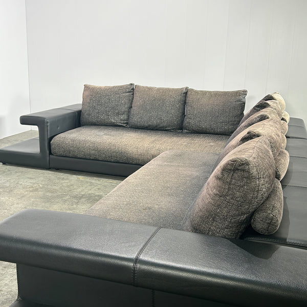 Roche Bobois Memento Sectional Sofa with Ottoman and Leather Side Bookcases