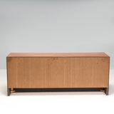 Milo Baughman Style Large Wood and Black Sideboard