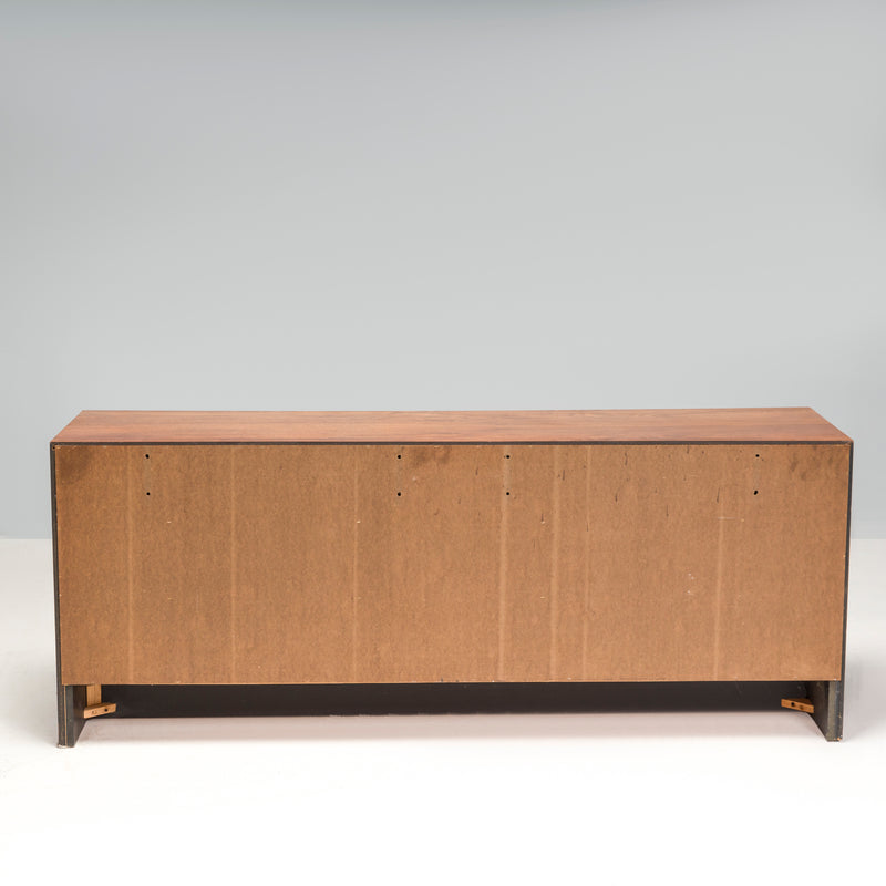 Milo Baughman Style Large Wood and Black Sideboard