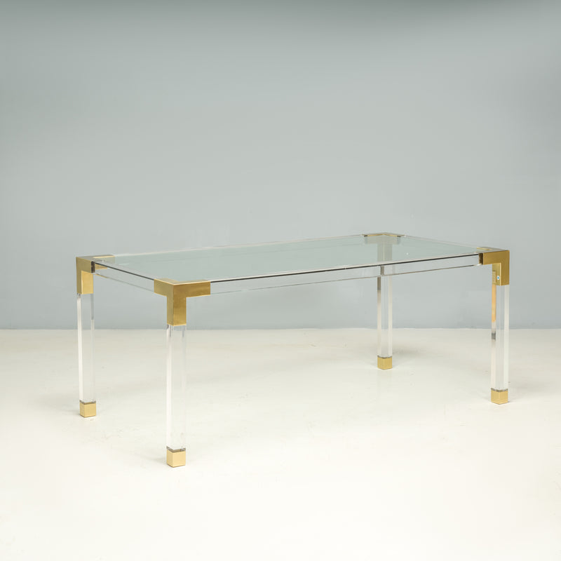 Jonathan Adler Jacques Acrylic And Brass Rectangular Dining Table