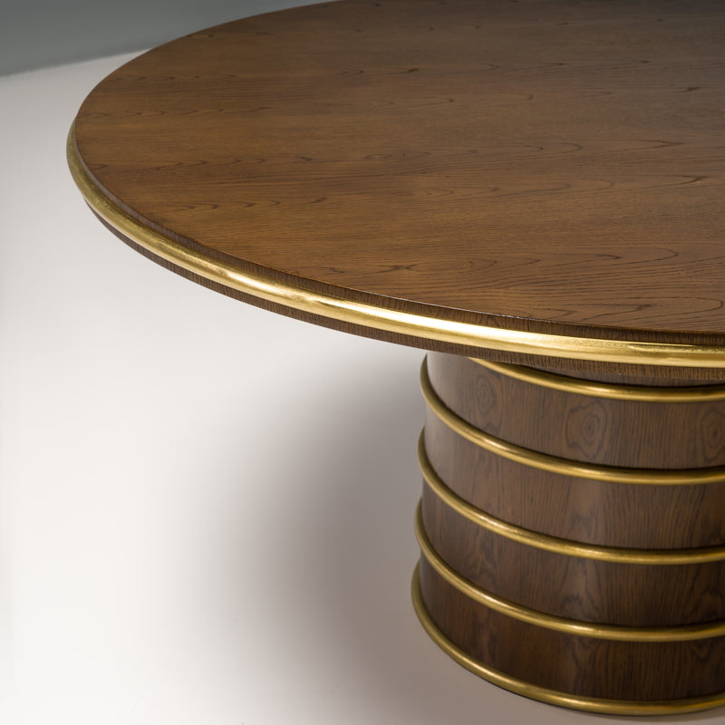 Julian Chichester Madrid Round Oak and Brass Dining Table
