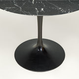Eero Saarinen for Knoll Satin Nero Marquina Marble Round Pedestal Dining Table