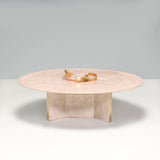 Belgium Marc D'haenens Pink Round Coffee Table, Quartz and Brass