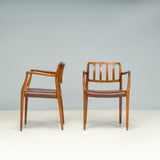 Niels Otto Møller Brown Leather #66 Dining Chairs, Set of 2